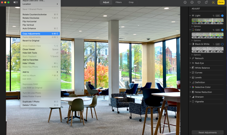 screen shot of apple photos edit screen